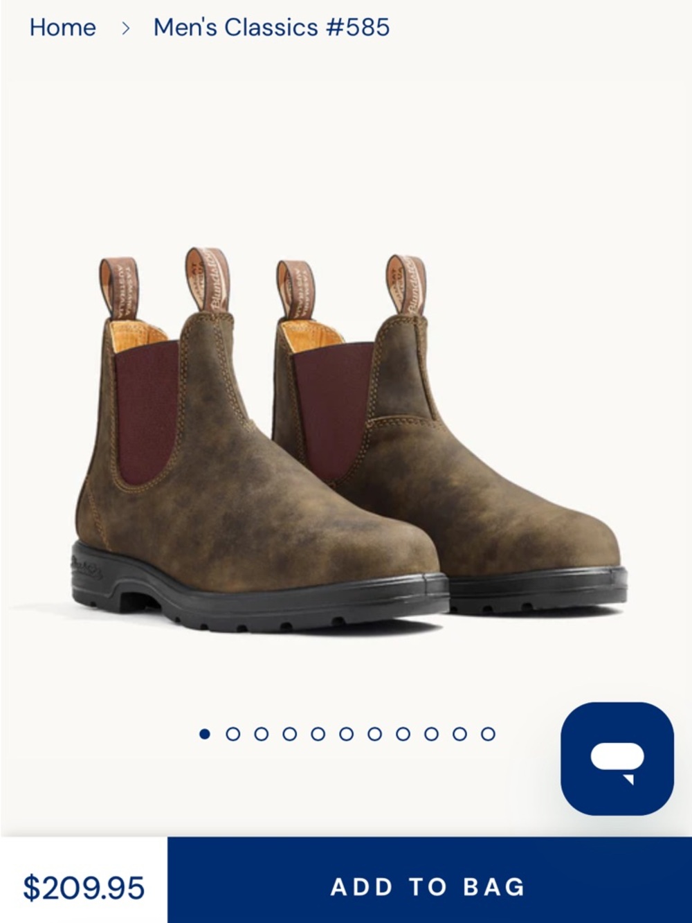 Men's Blundstone classics #585 Boots - Rustic Brown - NWT - size 11